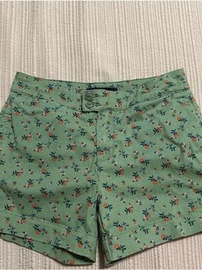 Sanctuary x Anthropologie green floral Odyssey shorts zipper closure pockets